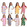 Kids Special Needs Adaptive Cute Printed Jumpsuit Round Neck Short Sleeve Anti Strip Romper