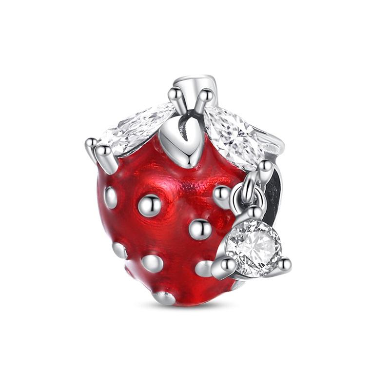 Copper Fashion Strawberry Crown Love Red Series Charms Beads Fit Original Fine Braceletsdiy Jewelry Gifts