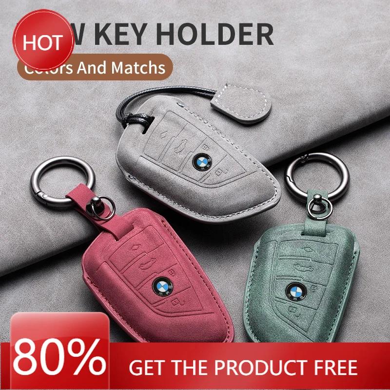Hot 2025 Suede Leather Car Key Case Cover Shell Fob For BMW X1 X3 X5 X6 X7 1 3 5 6 7 Series G20 G30 G11 F15 F16 G01 G02 F48 Acce