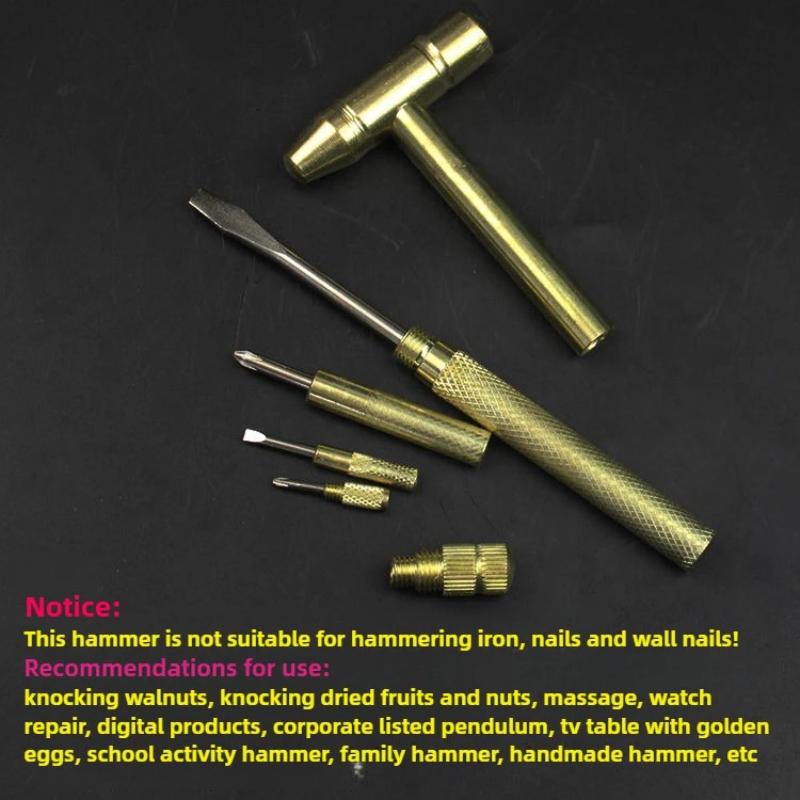6-in-1 Multifunctional Mini Hammer - Small Hammer, Walnut Cracker, Screwdriver & More - All-in-One Handy Tool for Home, Outdoor