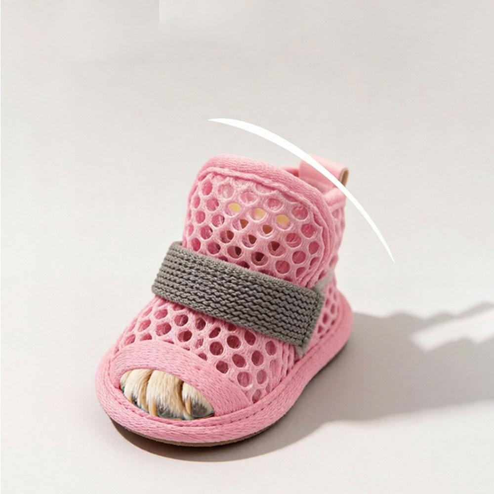 1Pcs Cute Mesh Dog Shoes Soft-sole Non-slip Cooling Dog Boots Elastic Strap Wear-resistant Dog Foot Cover For Small Medium Pets