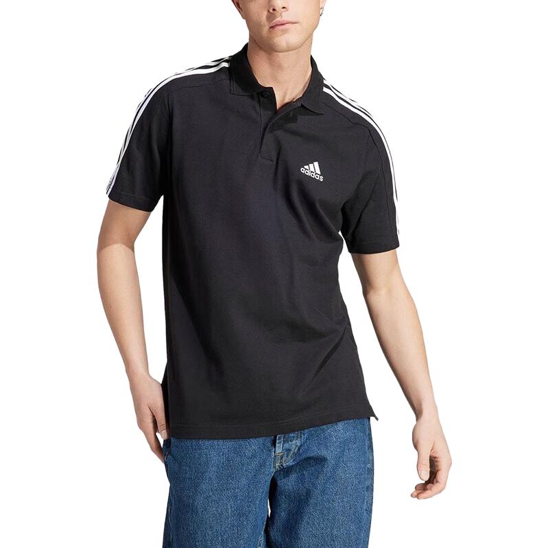 Adidas Polo Shirts Men's Black Polo Collar Moderate Straight Fit IC9310
