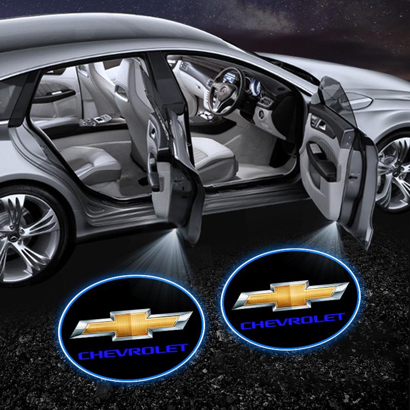 Car Door Projector Lamps Emblem LED Welcome Light for Chevrolet Cruze Malibu Sail Spark Captiva Equinox Trax Tracker AVEO Lova RV Accessories