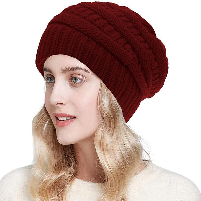 Winter Lazy Wind Beanie Women's Knitted Wool Hat Pullover Hat Thermal Hat