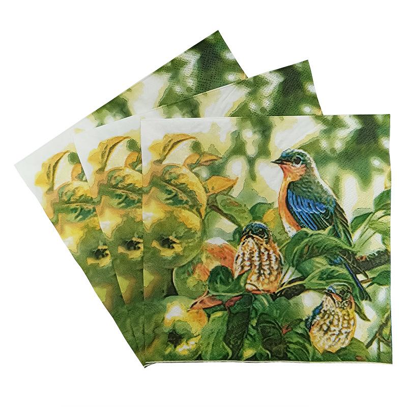 20pcs/Pac 33*33cm 2-Ply Disposable Party Napkin Flower and Bird Series Pattern