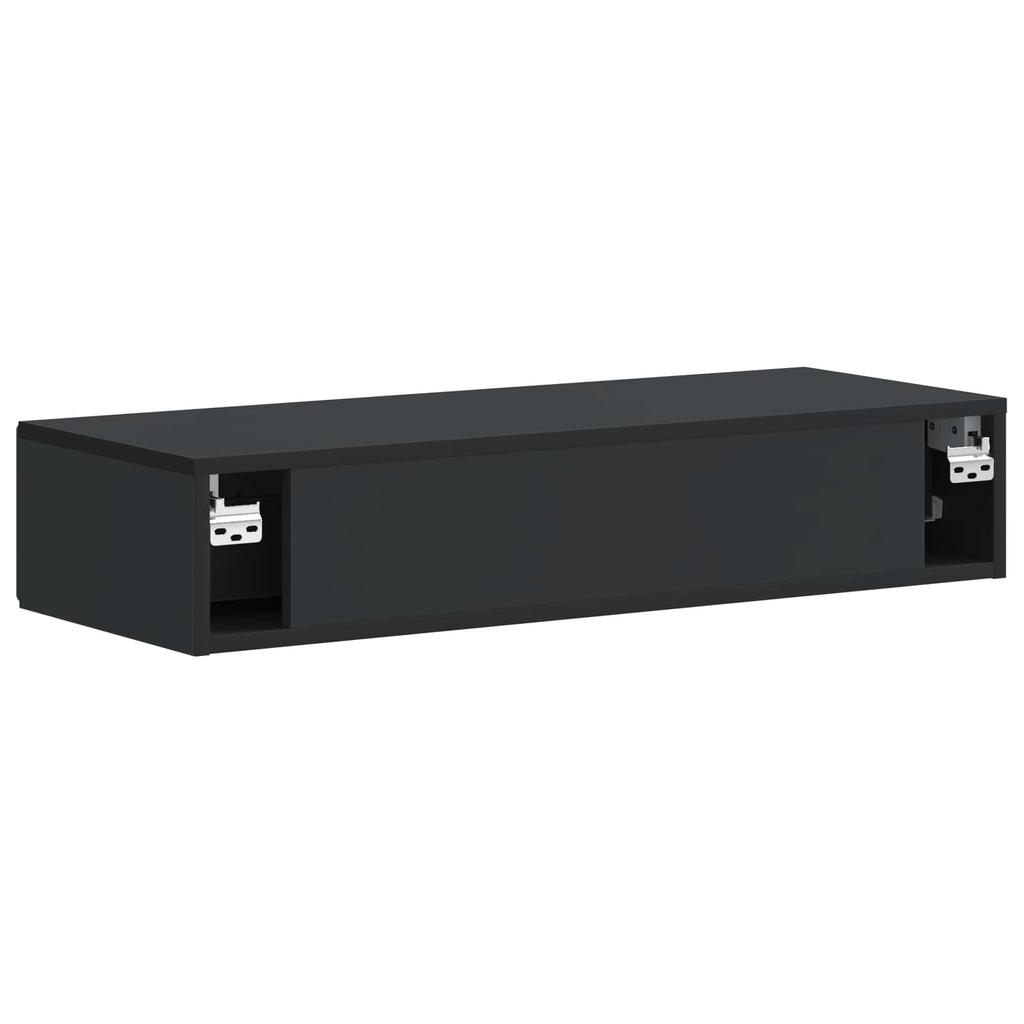 Wall Mounted Side Table Black 87.5 X 34.5 X 17 Cm