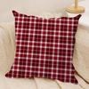 Red Plaid Cushion Cover Soft Plush Fabric Double-Sided Printed Sofa Cushion Cover For All Seasons Home Decor Gift