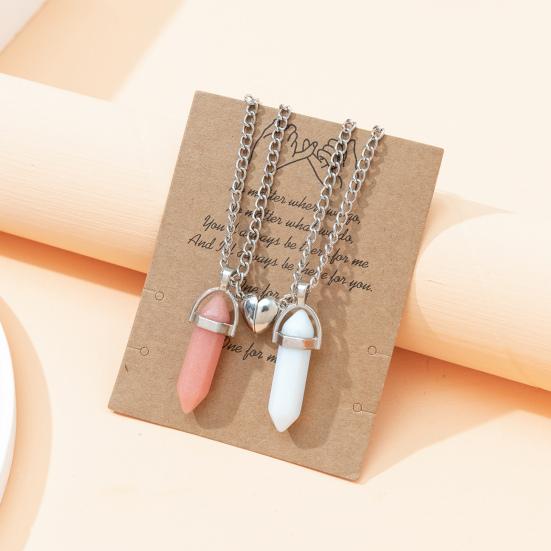 2Pcs Versatile Fine Crafts Simple Adjustable Magnet Attracting Hexagonal Stone Charm Necklaces Lover