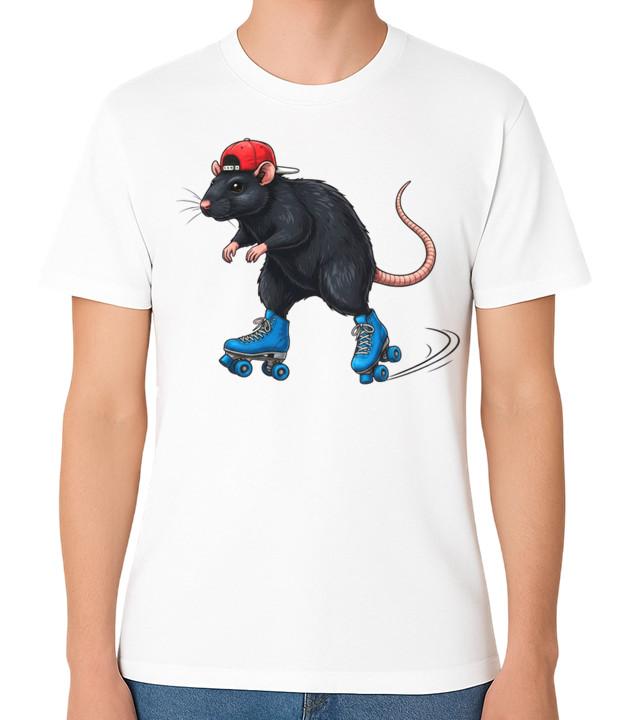 Cool Rat Roller Skating Graphic Skateboarding T-Shirt Funny Street Animal Tee