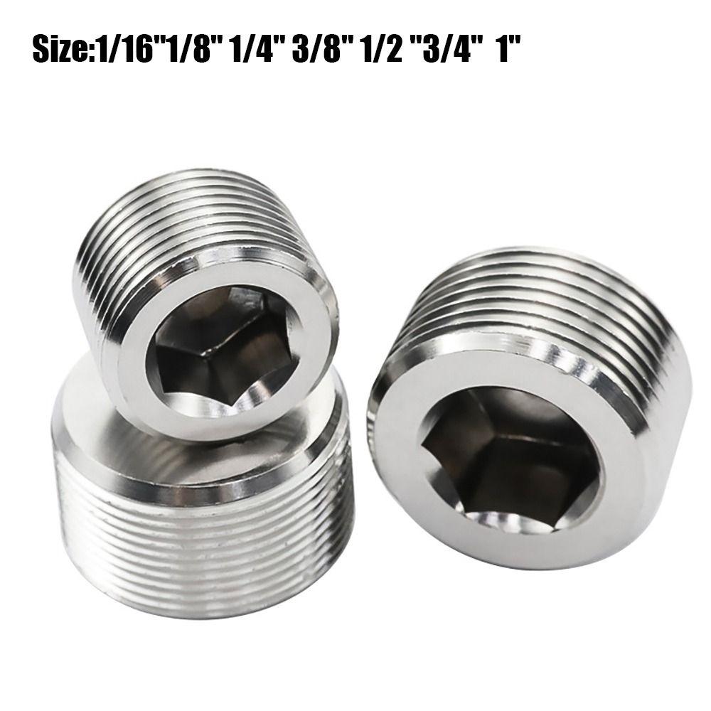 NPT 304 Stainless Steel Male Thread Hexagon Plug Silver Stainless Steel Head Plug Tube Plug Construction