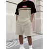 Conjunto de Camiseta de Color Sólido y Pantalones Cortos de Verano Top de Manga Corta con Estampado de Letras y Pantalones Cortos con Cordón Streetwear Moda para Hombre Ropa Deportiva