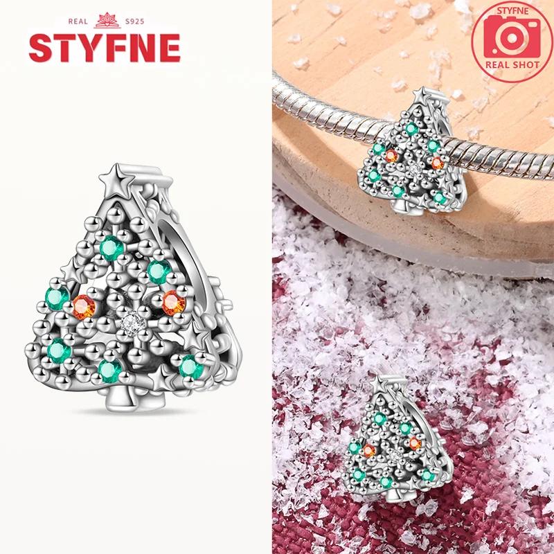Copper Metal Santa Claus Christmas Tree Charm Bead Components Shiny Zircon Bead Component Compatible With Authentic Original Bracelets Do It Yourself