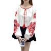 Summer Shirt Women Ethnic Style Embroidered Pattern Pullover Tops Round Neck Lantern Sleeve Loose Fit Blouse