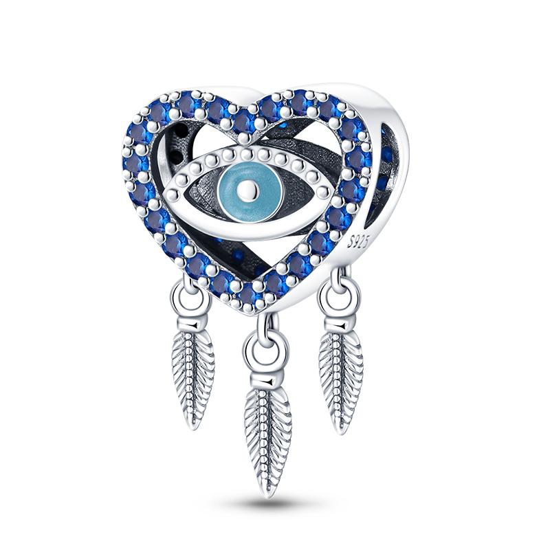 925 Silver Charms Beads Devil's Eye Fatima's Hand Cross Beads for DIY Bracelet Women Jewelry Gifts