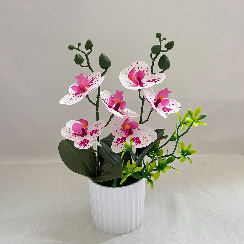 Plastic Butterfly Orchid Artificial Flower Fake Plant Flower Potted Home Office Decoration