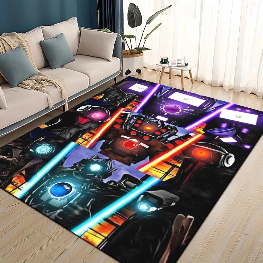 Speakerman 3D Skibidi Toilet Cameraman TVman Carpet Rug for Living Room Bedroom Home Sofa Decoration,Kids Non-slip Floor Mat