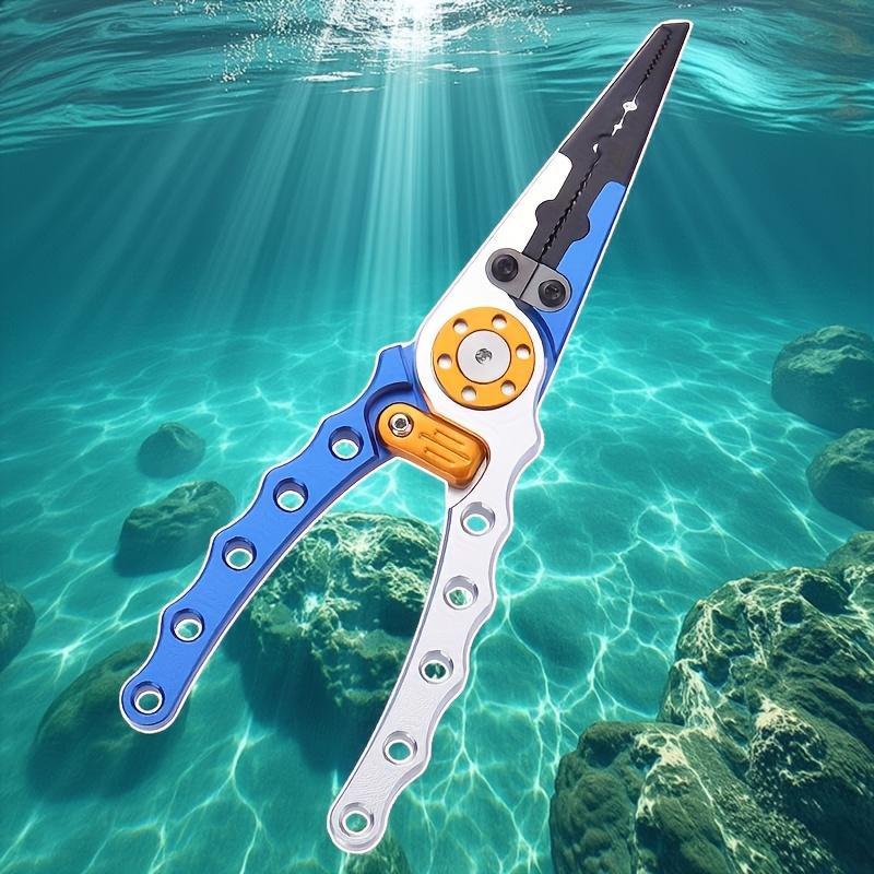 1pc Mini Aluminum Fishing Pliers with Locking Mechanism , Portable Multi-Functional Tool Suitable for Bait, Line and Hooks