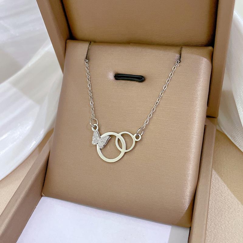 Full Titanium Steel Geometric Animal Minimalist Real Gold Necklace for Women - Collarbone Chain