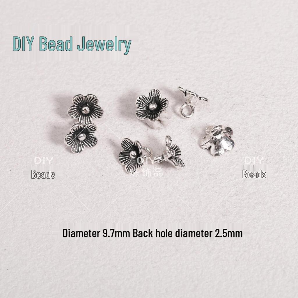 Tibetan Antique Silver Flower Spacer Beads Pendant for DIY Jewelry