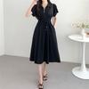 New ArrivAls Open Run Women A Line Zip Rib wAist String Long Dress