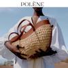 Women's Woven Straw Beach Bag - Large Capacity, Hand-held or Shoulder, Bucket Style, 2026 Spring/Summer Fashion