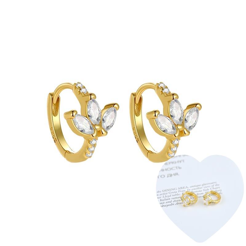 925 Silver Ear Needle White Zircon Butterfly/Water Drop Hoop Earrings Drop Earrings For Women Fashion Wedding Jewelry