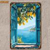 Lemon Tree View Aluminum Metal Sign Vintage Mediterranean Wall Decor Plaque for Home