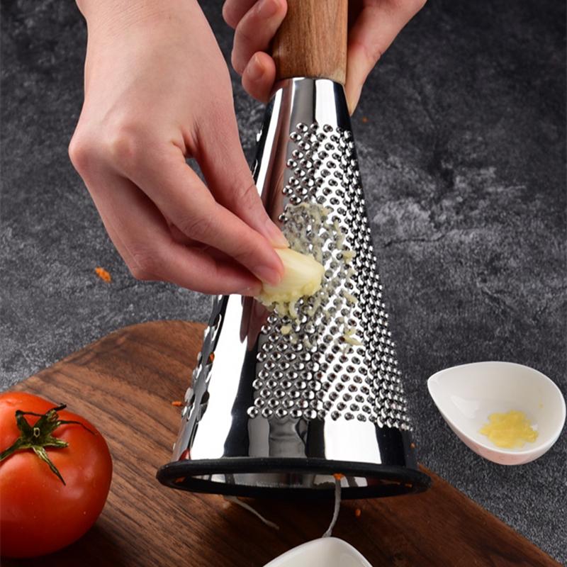Robot Culinaire Manuel à Manche en Bois Créatif Coupe-Pommes Vertical Râpe à Fruits et Légumes Accessoires Ménagers de Cuisine