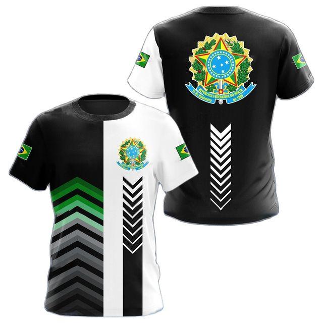 BRASIL Brasil National Emblem Printed 3D Men's T-Shirt Round Neck Short Sleeve Fashion Cool Streetwear Plus Size Loose Shirt