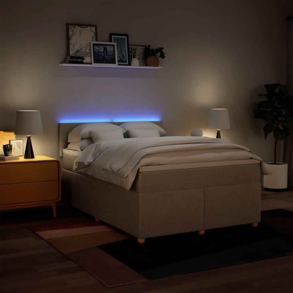 Vidaxl Continental Bed with Mattress, Cream, Fabric, 140X200 Cm