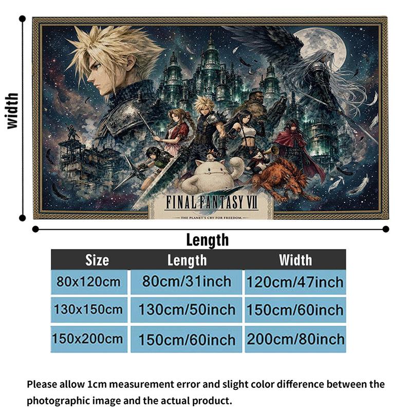 Ffvii Game Print Flannel Blanket High Quality Warm Comfortable Cover for All Seasons Perfect for Gifts Home Decor