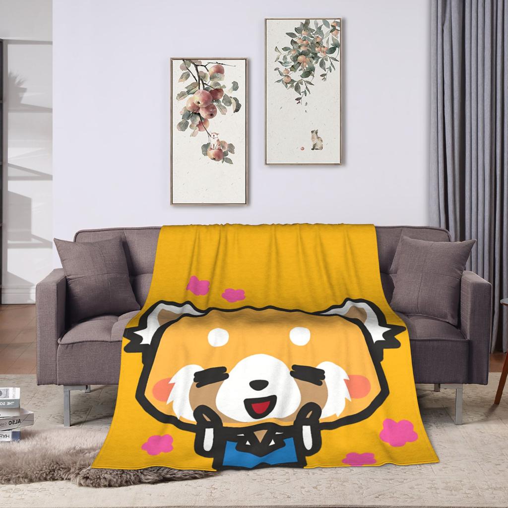 Aggretsuko Flannel Blankets Winter Soft Throw Blanket for Boy Girl Couch Bed Funny Bedspread Sofa Bed Cover