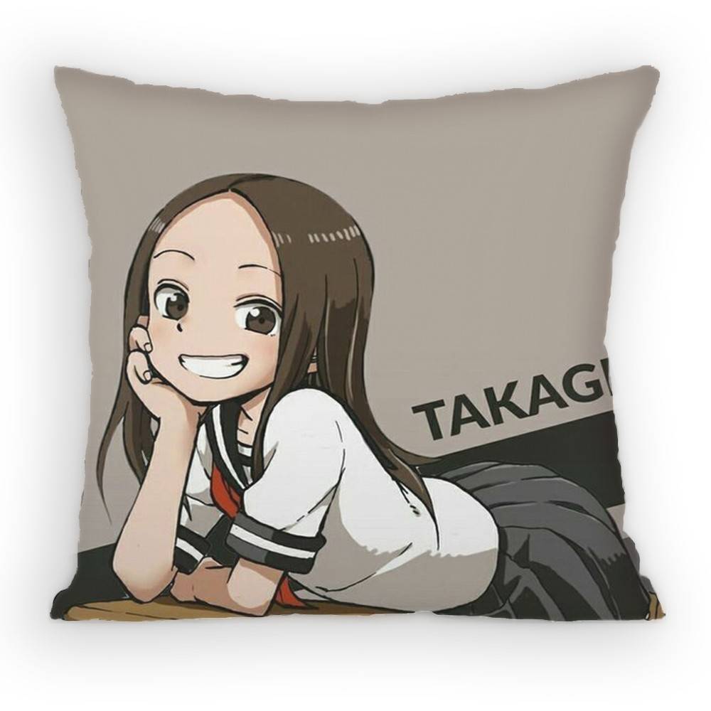 KKarakaiS Jozu No TTakagiSan Pillow Case Antidustmite Pillowcase Invisible Zipper Silky Sofa Cushion Cover for Bedroom
