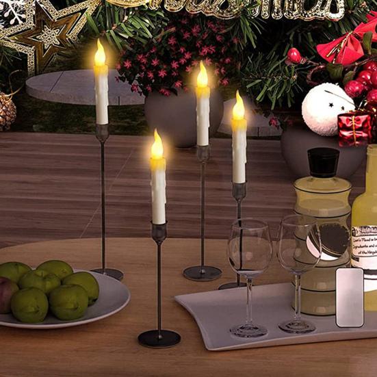 12 Pcs Hanging Floating Candles with Wand Remote Control Magic Flameless Taper Fake Candle for Halloween Party Decor