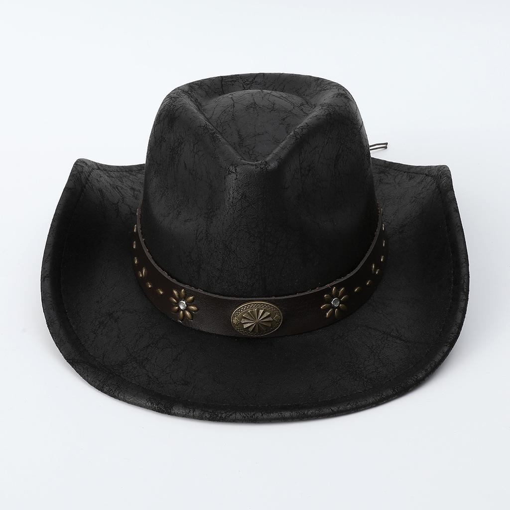 European, American style western cowboy top hat retro felt hat Tibetan men's and women's party hat belt jazz hat