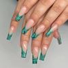 European and American Long Ballet Nails, Green Ripples, Natural White Ins Wind Nails Can Be