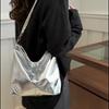 Vintage Patent Leather Large Capacity Tote Bag Women New Fashion Commuter Classic Texture Shoulder Underarm Bag KTB