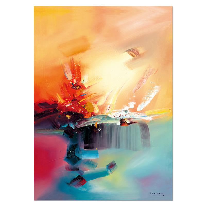 Bunte abstrakte Wandkunst, gelb, rosa, blau, Traumblatt, Ölgemälde, Leinwand, Wandbilder für Raumdekoration, Aquarelle, Kunstwerk
