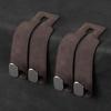 KINIVA Car Seat Headrest Storage Hooks, Set Of 2, Suede PU Leather, Double Hooks (Brown)