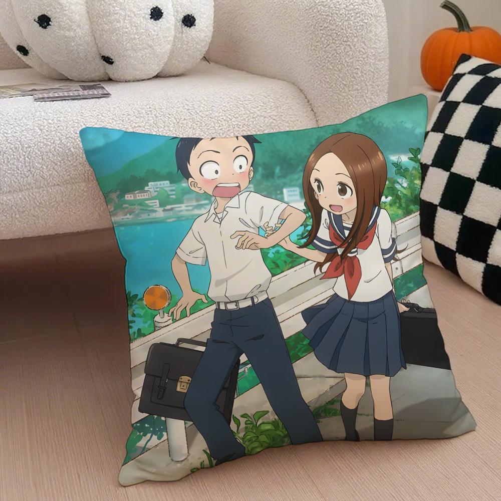 Anime Cartoon T-Teasing Master Takagi-San Cushion Cover Throw Pillow Cover Hidden Button Durable Polyester Chair Cushion