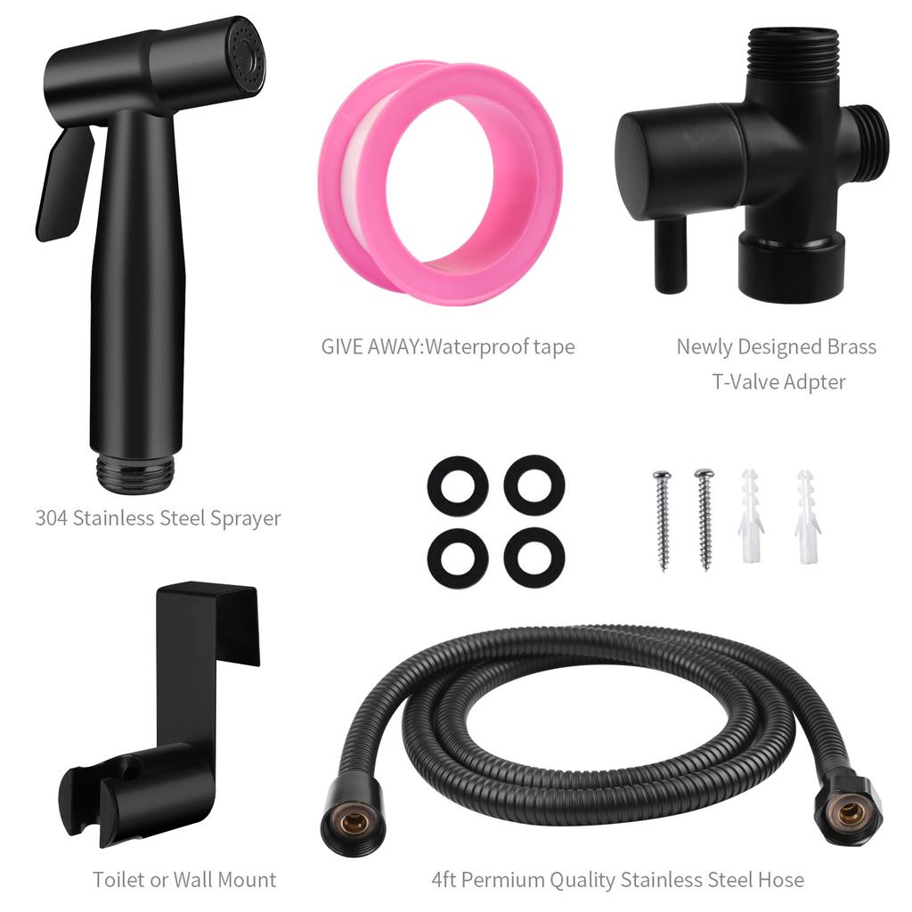 Handheld Bidet Sprayer Set 304 Stainless Steel Spray Gun Shower Handheld Toilet Bidet Faucet Sprayer Shower Nozzle Self Cleaning