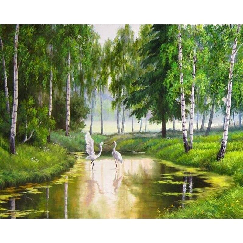 Diamond Painting Tree Full Round Rhinestone Kit Diamond Embroidery Landscape Mosaic Summer Cross Stitch Wall Art