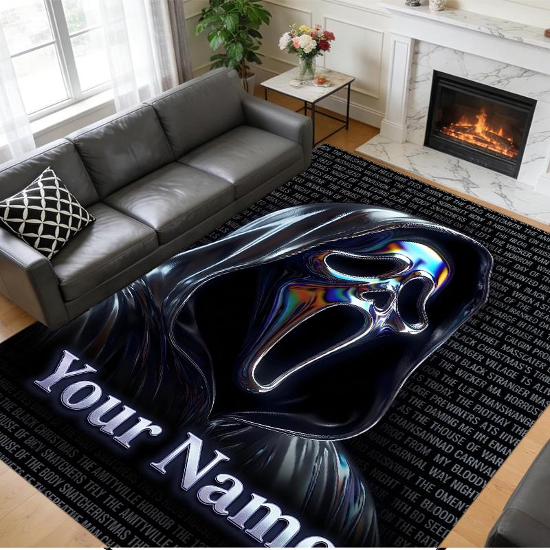 Crystal Velvet Rug Custom Name Text, Soft Non Slip Floor Mat Home DecorScream Ghostface