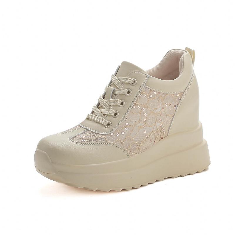 Trend Sunday Autumn and Winter Women's Shoes New Muffin Thick Sole Inner Height Increase Casual Net Shoes Single Pair
