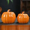 Ceramic Pumpkin Bowl with Lid Harvest Festival Pumpkin Jar Spices Storage Jar Pumpkin Airtight Canister for Tea Sugar Coffee S/L