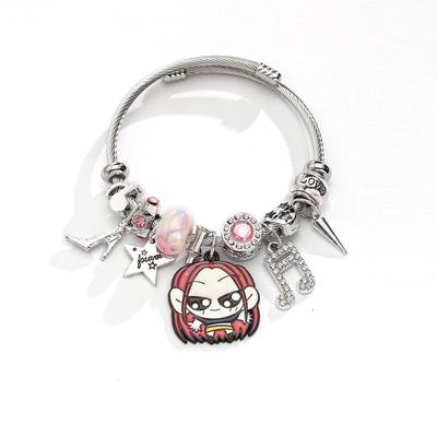 Bracelet jonc en acier inoxydable avec pendentif strass inspiré du groupe K-POP Demon Hunter Girl Group