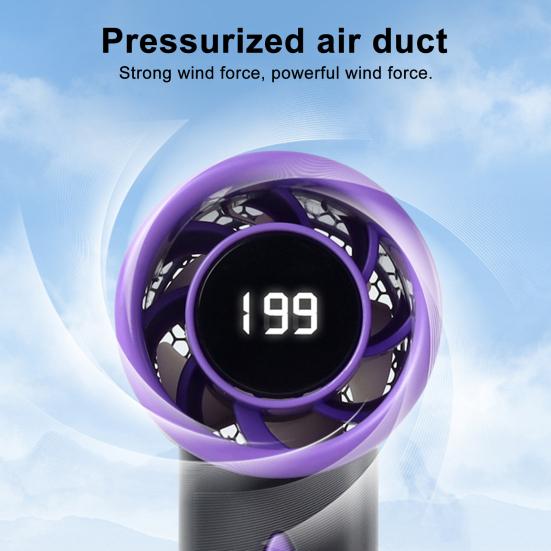 Portable Small Fan USB Charging LCD Display High-Speed Brushless Motor Digital Display Screen Mini Handheld Cooling