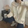 Autumn Women's Zippered Apricot Sweater Jacket - Casual Sports Style
