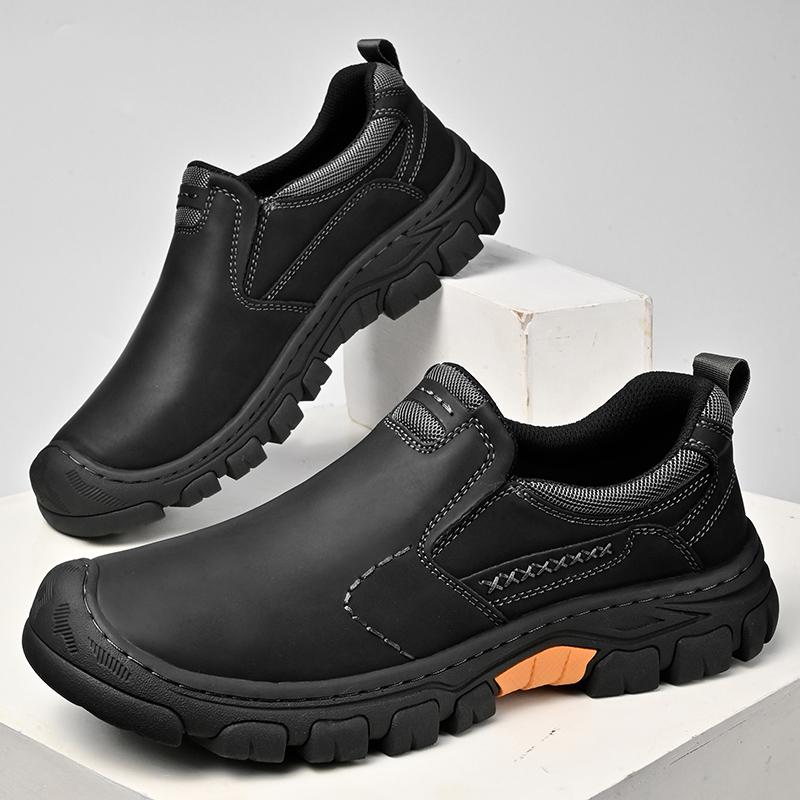 Classic Men Casual Leather Shoes Comfy Round Toe Dress Shoes Business Formal Shoe Outdoor Antiskid Flat Designer Wedding Loafers