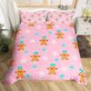 Gingerbread Man Xmas Theme Duvet Cover Christmas Comforter Cover Cartoon Snowman Christmas Tree Bedding Set Pink Quilt Cover